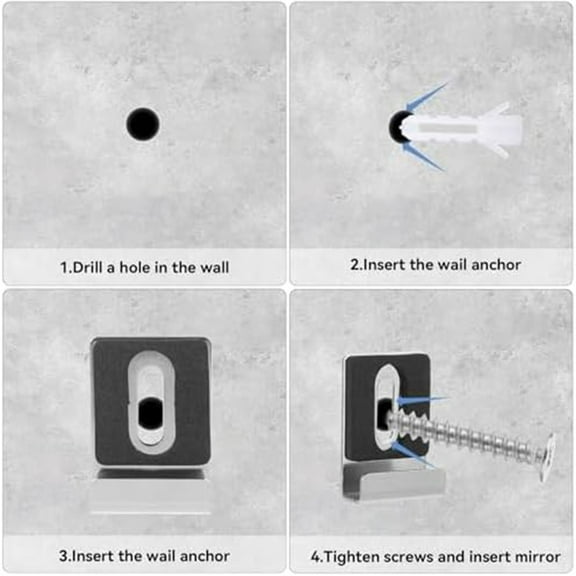 4 Sets Wall Mount Mirror Clips Mirror Bracket Clips With Screws Mirror Hooks