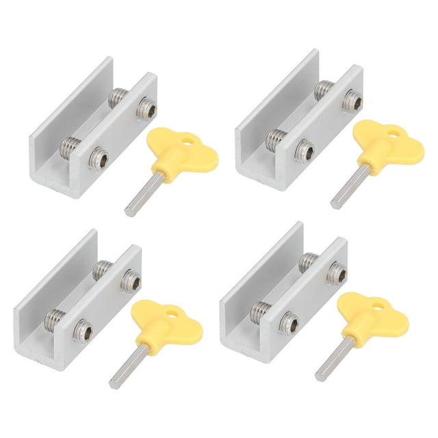 4 Sets Window Door Frame Locks Security Adjustable Stopper with Key