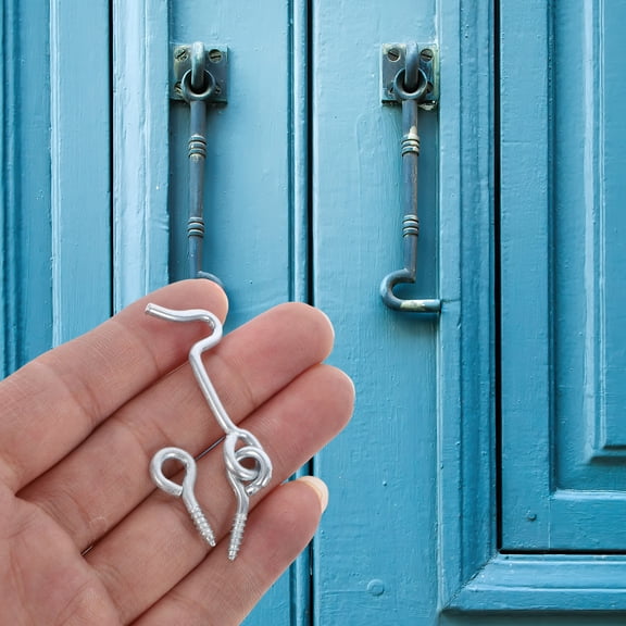 4 Sets Window Door Hook Eye Gate Cabin and Latch Locks Barn Galvanized Carbon Steel