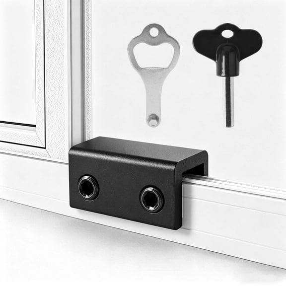 4 Sets Window Locks, Sliding Adjustable Security Window Lock with Key for Vertical & Horizontal Sliding Windows/Doors, Easy Install No Drill, Black