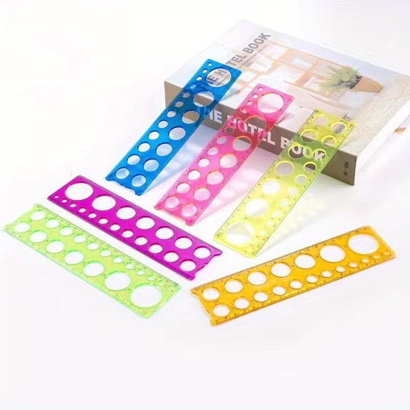 4 Sets of 19-Hole Geometric Circle Drawing Template Ruler - Colorful PVC Art Tool for Precision Drawing and Crafting