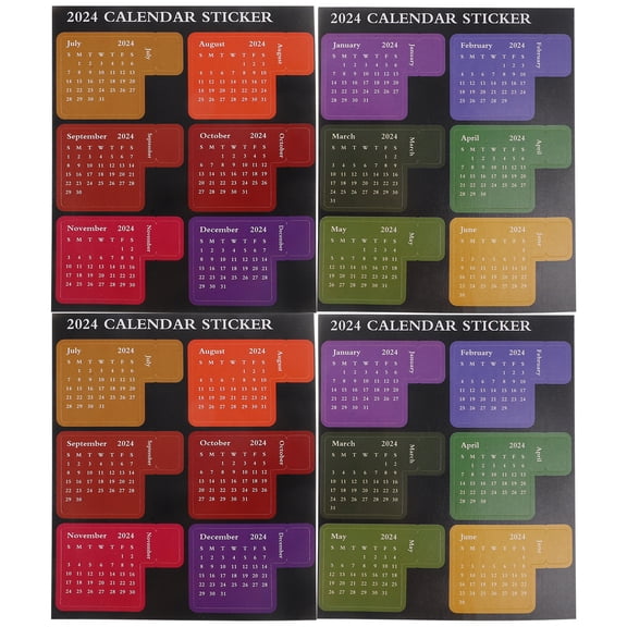 4 Sets of Planner Calendar Stickers with Index Tabs, Notebook Organizer Stickers for Scheduling and Planning