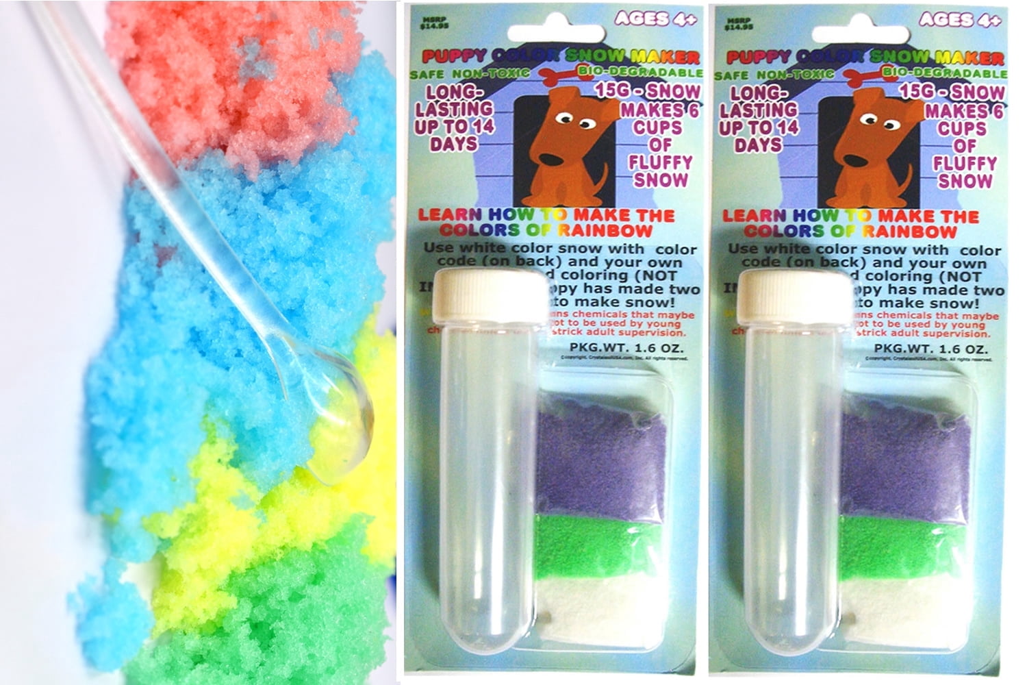 Colorfulinstant Snow 4 Sets of Colorful Instant Fake Snow Powder with Test Tube Party Favors ...