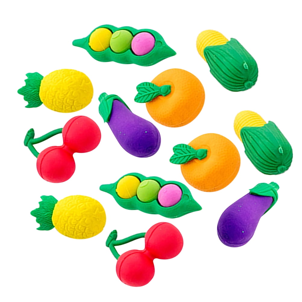 4 Sets of Fruits Elements Erasers Lovely Cartoon Erasers Toddlers