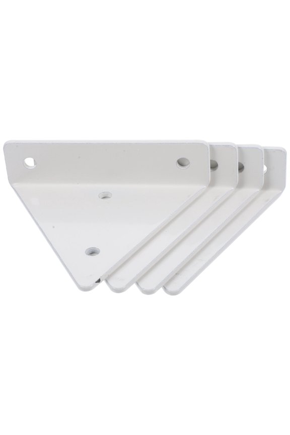 White Iron Wall Mount Bracket for Home Use Sturdy Triangle Shelf Ledge 4 Sets