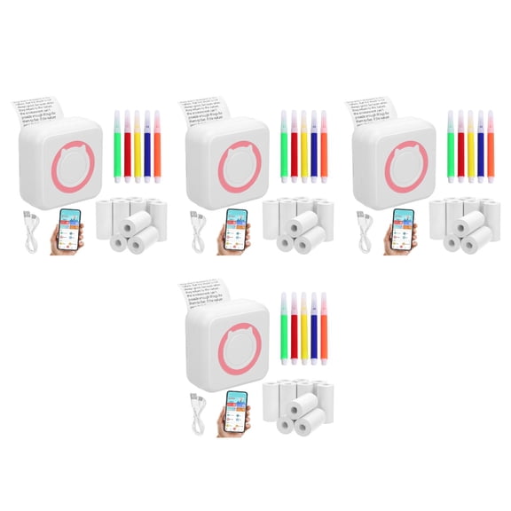 4 Sets of Label Maker Portable Label Printer USB Label Printer Student Pocket Label Printer