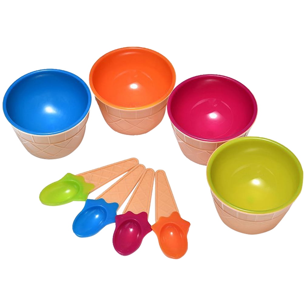 4 Sets of Lovely Designed Ice Cream Serving Bowls Dessert Bowls Reusable Ice Cream Bowls