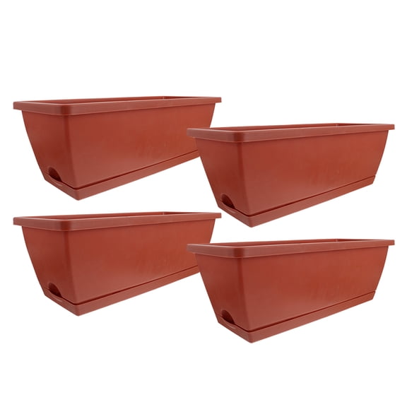 LITINKIMI 4Sets Resin Flower Pot Window Box with Drainage for Outdoor and Indoor Use