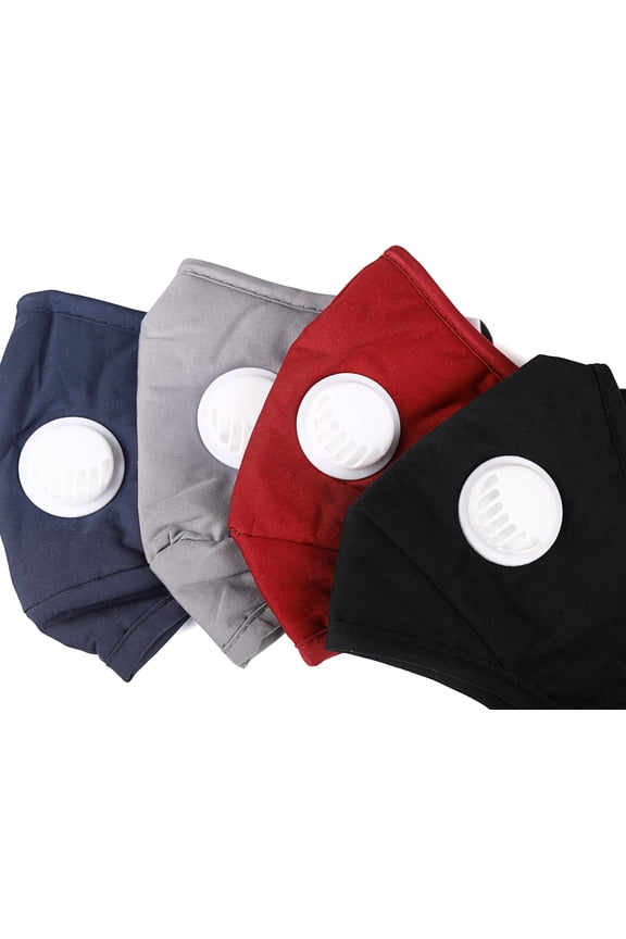 4 Sets of Reusable Washable Mask with Breathing Valve and 8 filters Multi-Color