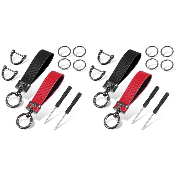 4 Sets of Universal Keychains Fashion Keychain Lanyards with Round Rings Anti-Lost D-Rings and Tools