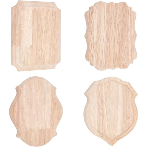 4 Shape Wooden Plaque Wood Display Base with Ogee Edge 6x5 Inch Wood Sign for Crafts Natural Unfinished Wood Planks Stands for Burning Project Home Wall Door Decorations 1bag