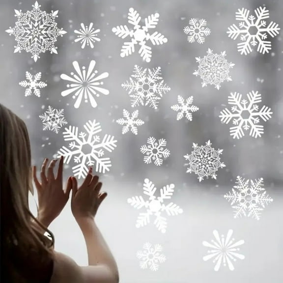 4 Sheet 114Pcs Snowflakes Christmas Window Clings, White