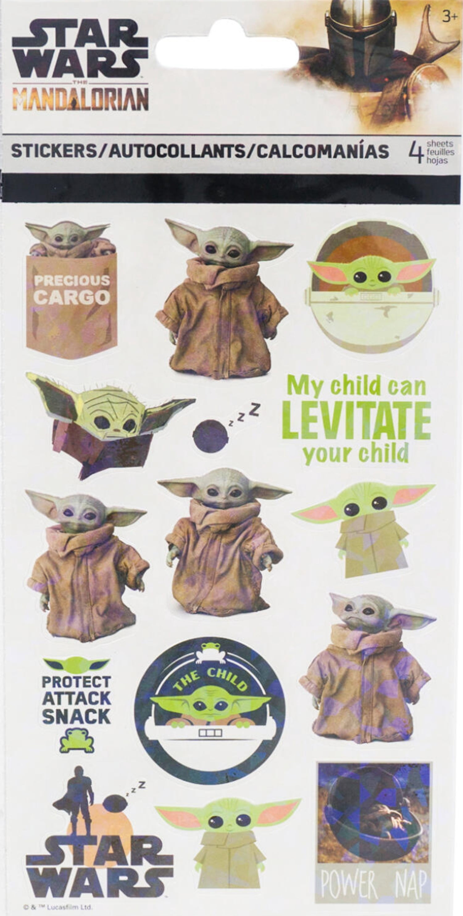 Autocollant Vinyle Baby Yoda Star Wars The Mandalorian - 3M USA - Pour Voiture, Fenêtre...