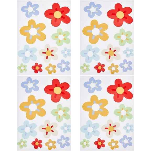 4 Sheet Daisy Flower Car Stickers 60S 70S Stickers Reflective Decals Flower Car Body Side Stickers Waterproof Vinyl Decal Universal Car Exterior Decorative Accessories