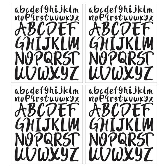 4 Sheet Letter Stickers, 1 Inch 2 Inch Self Adhesive Alphabet Stickers Waterproof Vinyl Letter Decals for Crafts DIY Poster Scrapbook Window Mailboxes