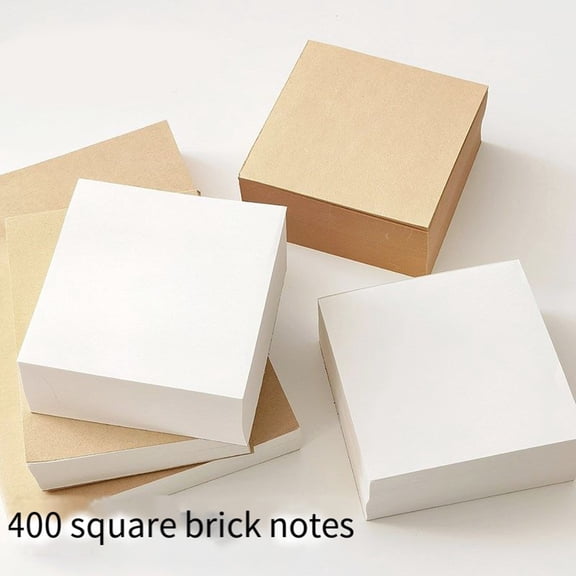 4 Sheet Non-Sticky Memo Cube, Blank Scratch Paper Pad, Tear-Off Pages, Cream White, 1 Pack
