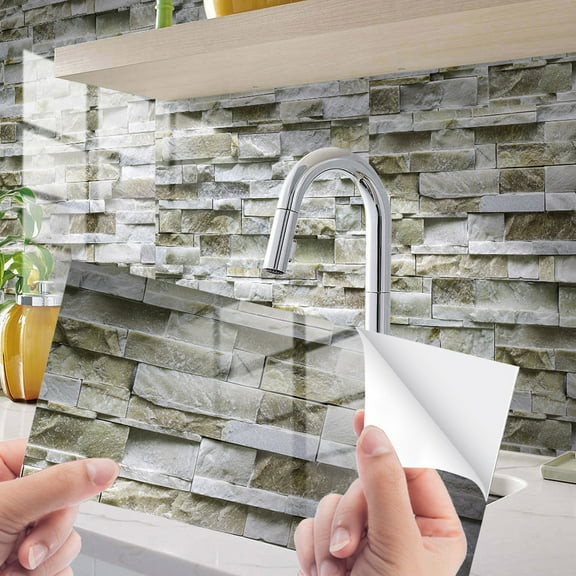 4-Sheet PVC Backsplash Mosaic Tile, Stick on Tiles for Backsplash Kitchen, Bathroom, Laundry Room, Camper, Fireplace Peel and Stick Wallpaper Boho, Wall Decals Clearance Under $5.00