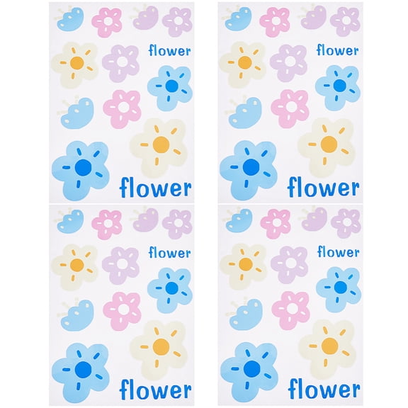 4 Sheet PVC Self Adhesive Flower Car Sticker Waterproof Floral Decals for Car Decoration Colorful 306x206x0.3mm Sticker: 39~78x42~98mm