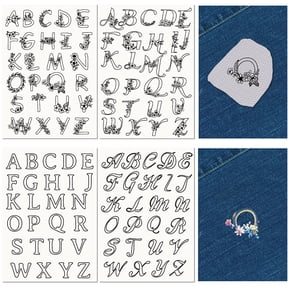 4 Sheets 104Pcs A-Z Letters Water Soluble Embroidery Patterns Stabilizers Al abet Hand Sewing Stick and Stitch A4 Transfers Fabric Wash Away