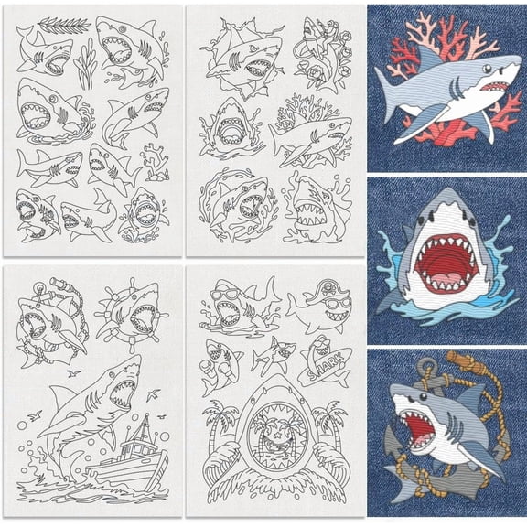 4 Sheets 11.6x8.2 Inch Stick and Stitch Embroidery Patterns Non-woven Fabrics Water Soluble Embroidery Stabilizers 297x210mmm creative