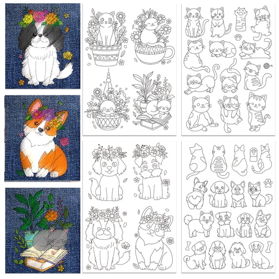 4 Sheets 11.6x8.2 Inch Stick and Stitch Embroidery Patterns Non-woven Fabrics Water Soluble Embroidery Stabilizers Cat Shape 297x210mmm Cat Shape DIY
