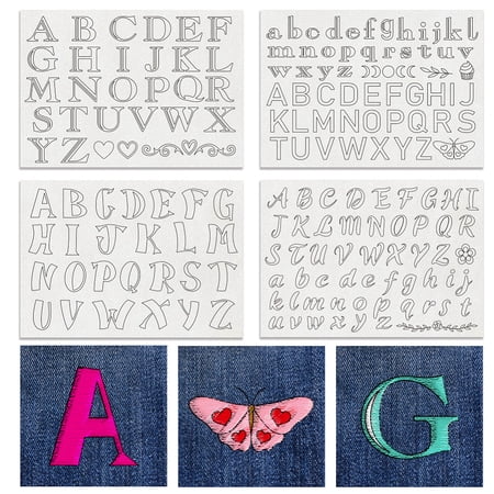 4 Sheets 165PCS Al abet Number Water Soluble Hand Sewing Stabilizers A-Z Letters Symbol Tear Away Embroidery Stabilizers