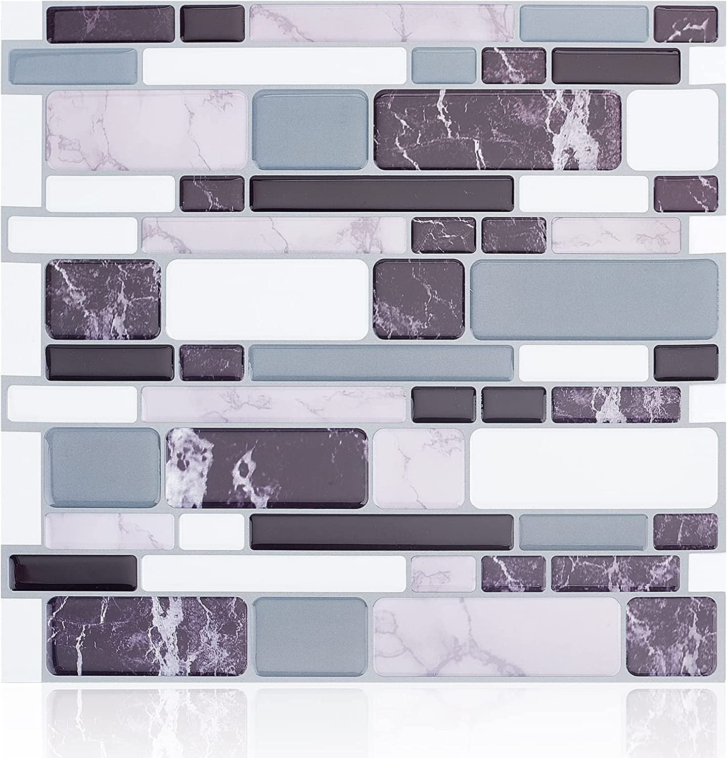 4 Sheets 3D Thick 10.6x10" Square Wallpaper Brick Pattern PVC Wall Panels Mosaic Stick On Kitchen Backsplash