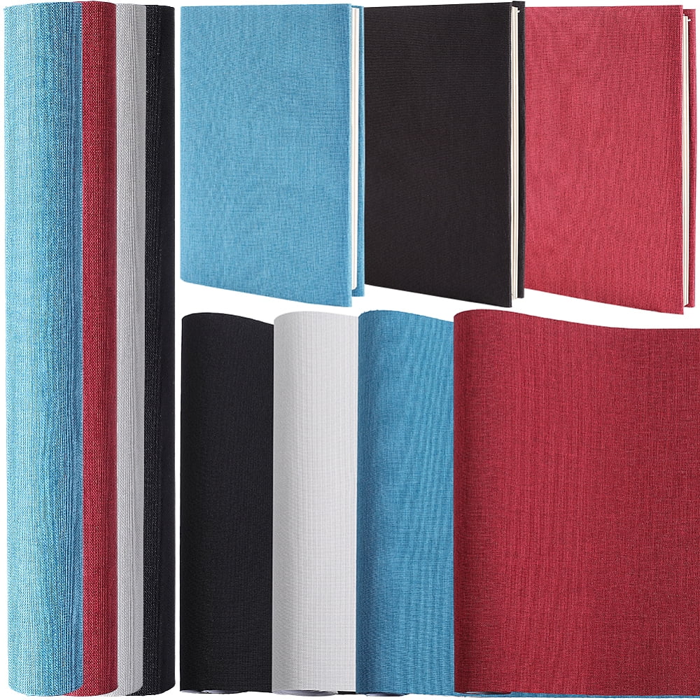 4 Sheets 4 Colors DIY Imitation Leather Fabrics with Paper Back for Book Binding Velvet Box Making Mixed Color 300x1300mm 1 sheet/color