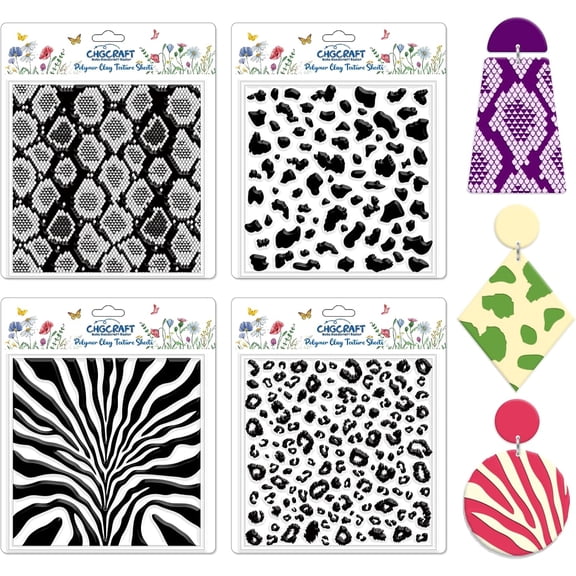4 Sheets 4 Styles Clay Texture Mat Clay Modeling Pattern Pad Mixed Shapes 140x140x3mm 1 sheet/style