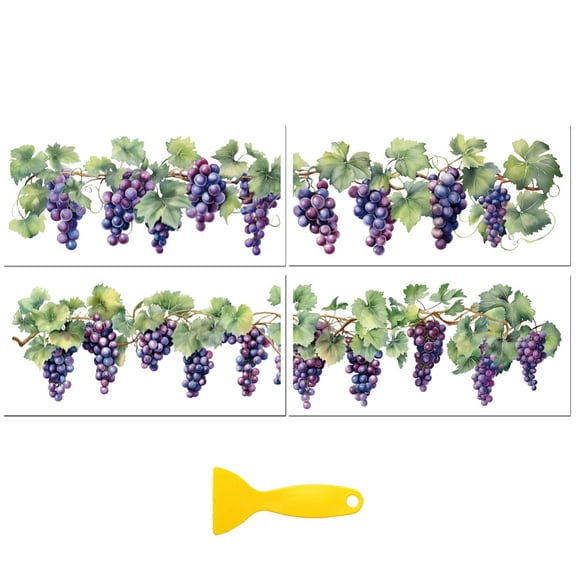 4 Sheets 4 Styles PVC Waterproof Decorative Stickers Self Adhesive Decals for Furniture Decoration Grape 300x150mm 1 sheet/style
