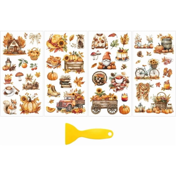 4 Sheets 4 Styles PVC Waterproof Decorative Stickers Self Adhesive Decals for Furniture Decoration Mixed Shapes 300x150mm 4pcs/set Colorful