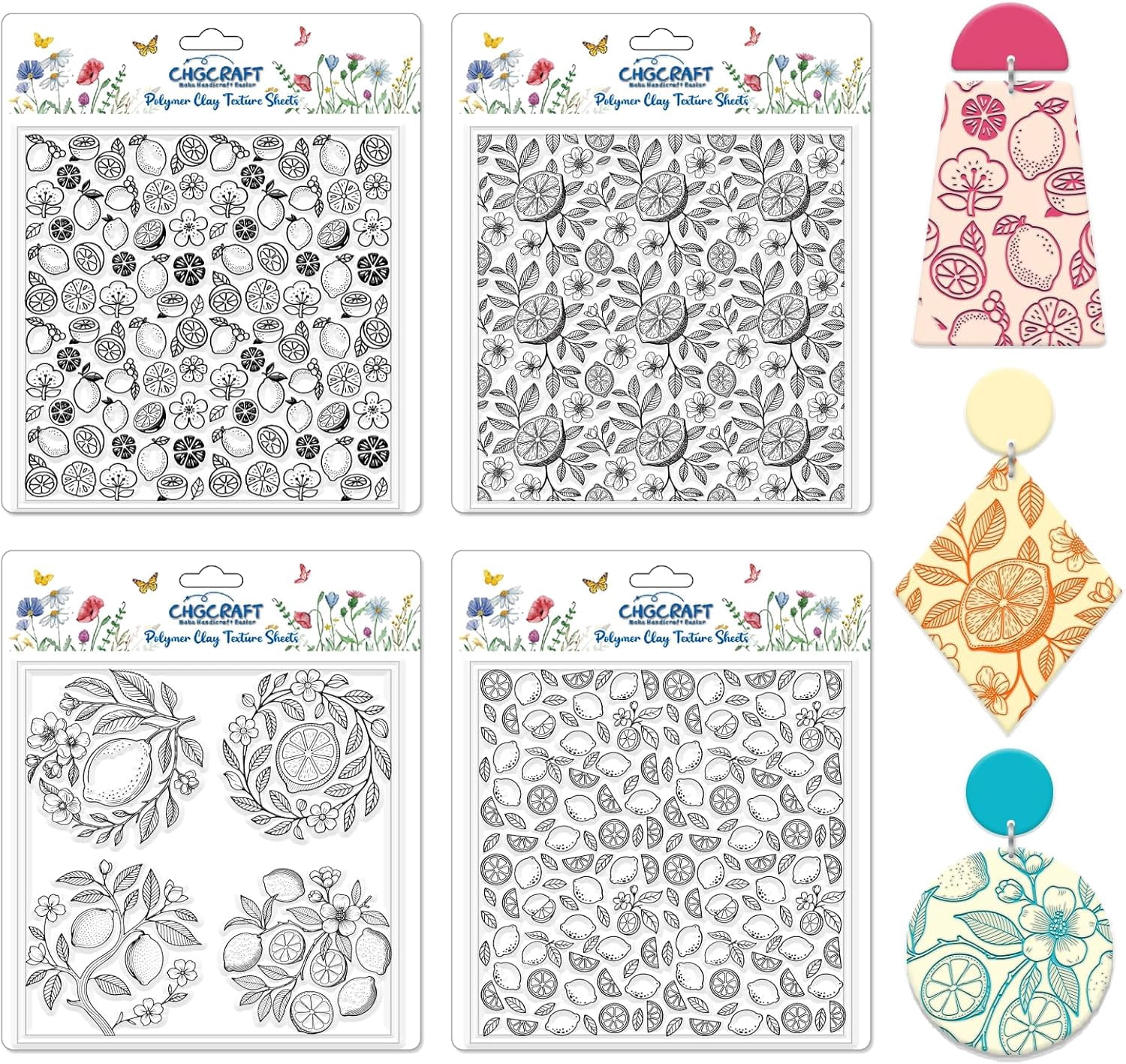 4 Sheets 4 Styles Vintage Lemons Polymer Clay Texture Sheets Lemon ...