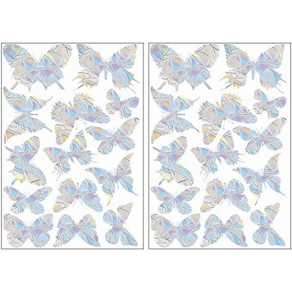 4 Sheets 56Pcs Butterfly Window Stickers Anti Collision Window Decals Non Adhesive Butterfly Window Clings Rainbow Stickers to Save Birds from Window Collisions for Prevention Glass Alert