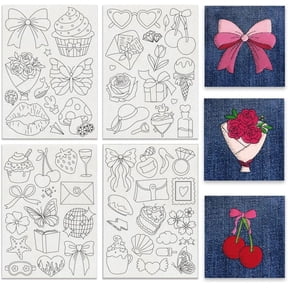 4 Sheets 58Pcs Ties Water Soluble Hand Sewing Stabilizers Butterfly Lip Cherry Tear Away Water Soluble Embroidery Patterns