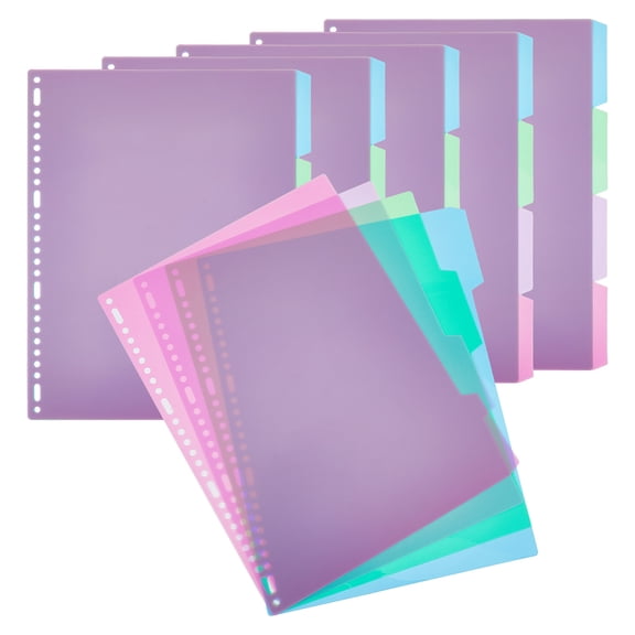 4 Sheets A4 PP Plastic Binder Dividers Index Page Tab for Planner Notebook Loose Leaf Binders Rectangle Mixed Color 293x228x0.2mm