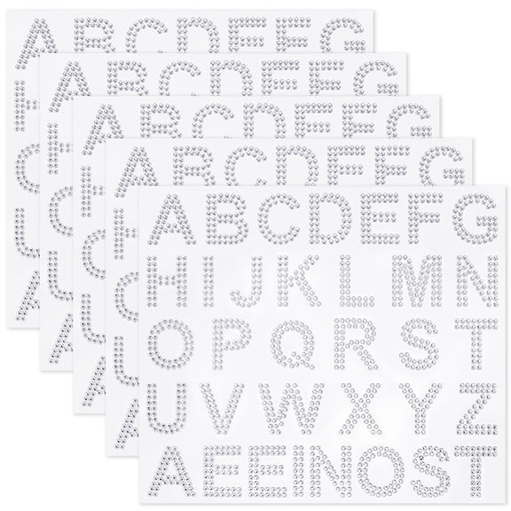 4 Sheets Alphabet Rhinestone Stickers Bling Letter Stickers Clear 4cm Half Round A to Z Alphabets Glitter Gem Self Adhesive Decals