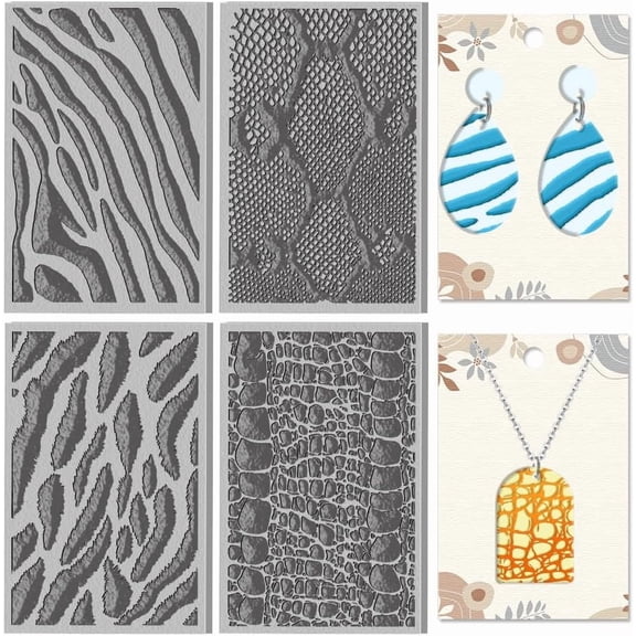 4 Sheets Animal Skin Textures Polymer Clay Texture Mat Clay Modeling Pattern Pad Zebra Texture Sheets