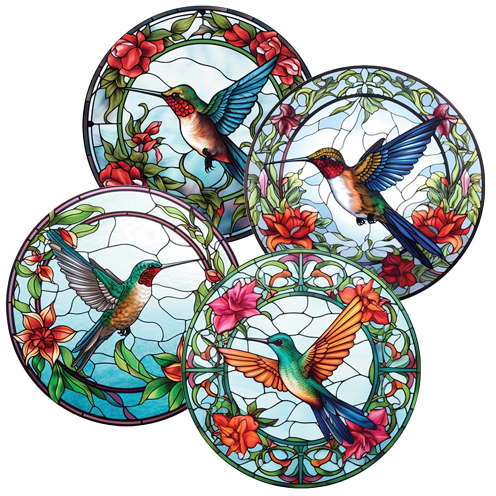 4 Sheets Anti-collision Bird Stickers up Lighting Indoors Window Protection Sun Catcher Clings Decal Birds Pvc
