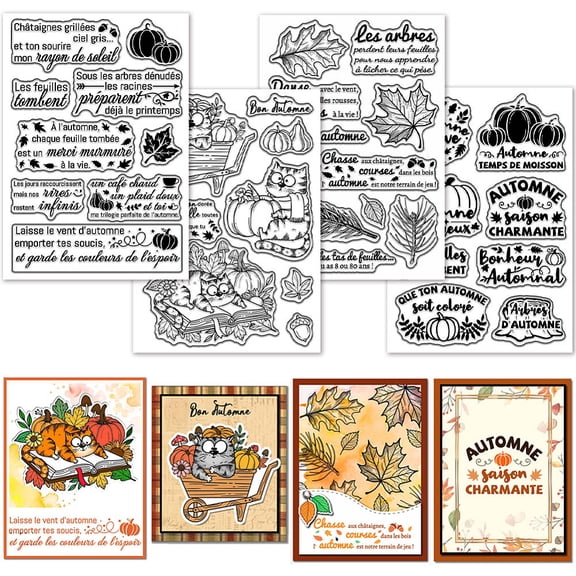 4 Sheets Autumn in French Clear Stamps