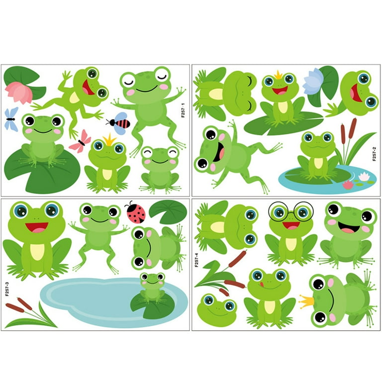 4 Sheets Cartoon Frogs Wall Stickers PVC Removable Kid Bedroom