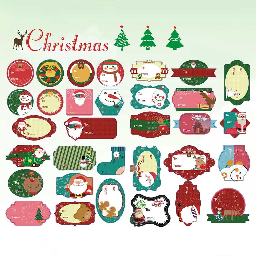 4 Sheets Christmas Gift Bag Stickers Christmas Themed SelfAdhesive