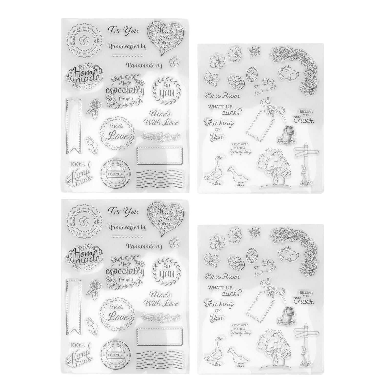 4 Sheets Clear Stamps DIY Handcraft Recyclable Clear Imprint Decorative
