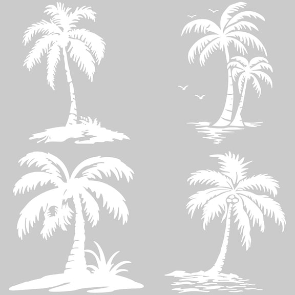 4 Sheets Coconut Tree Car Decal Summer Beach Palm Trees Reflective Bumper Decals Vinyl Waterproof Sticker Automotive DecorationDIY