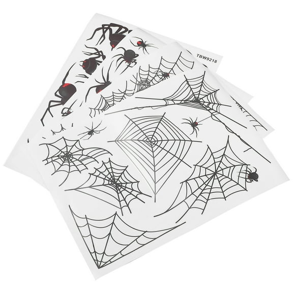 4 Sheets Creative Halloween Stickers Spider Web Design Wall Decals for Home