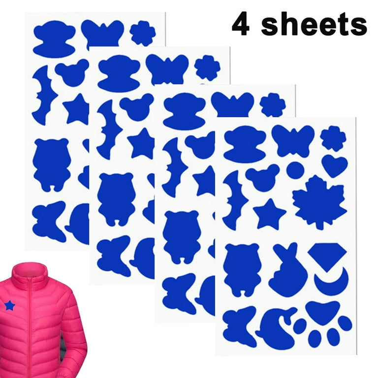4 Sheets Down Jacket Repair Patch Self-Adhesive Fabric Patches Washable Repairing  Patch Kit for Clothing Bags,Royal Blue 