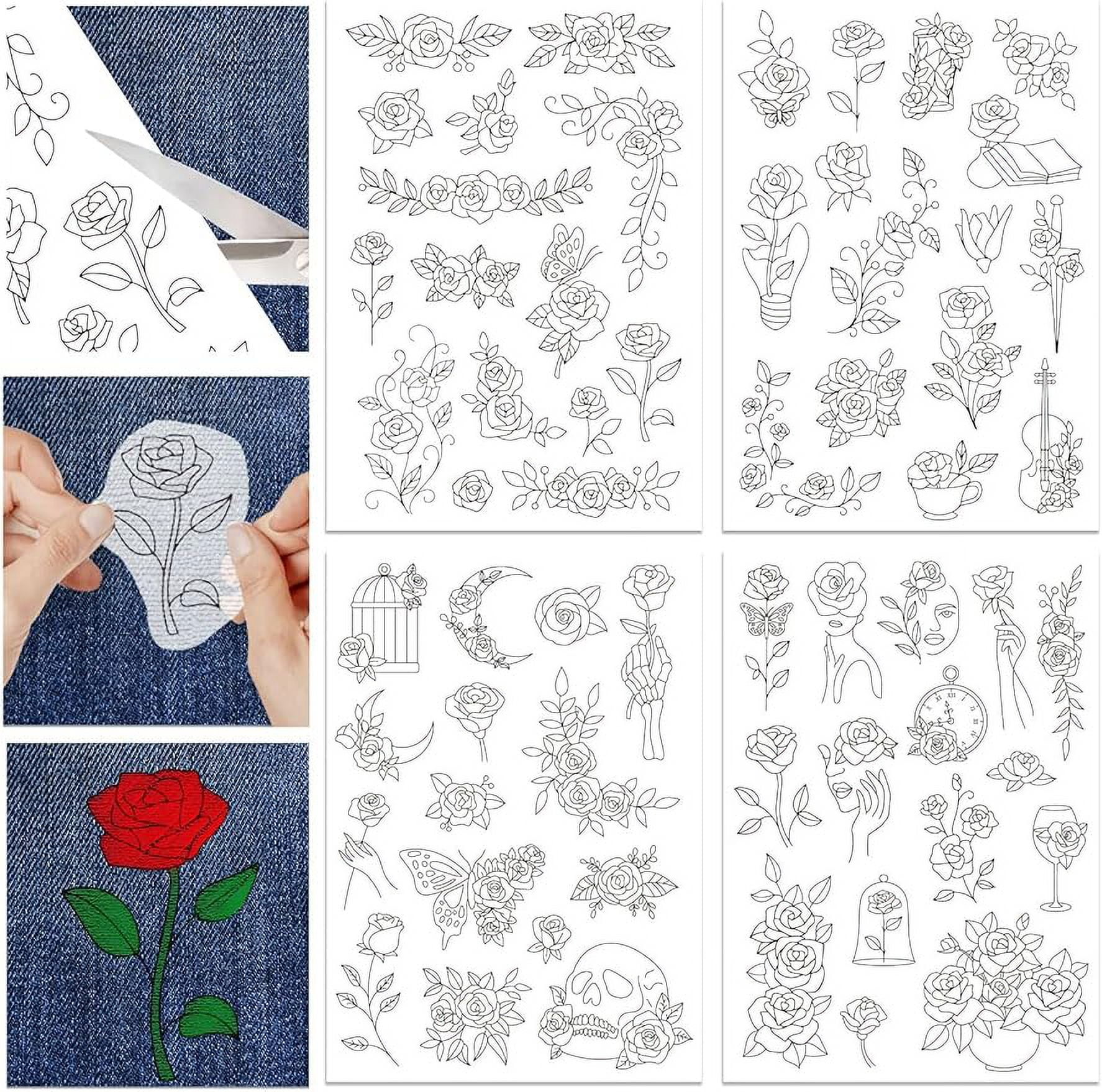 4 Sheets Flower Lace Pattern Water Soluble Hand Sewing Stabilizers for