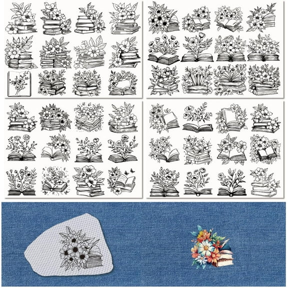 4 Sheets Flower Water Soluble Stabilizer for Embroidery Stick and Stitch Embroidery Transfers Paper Book Fusible Cut Away Stabilizer for Embroidery Hand Sewing Lover Beginners for DIY