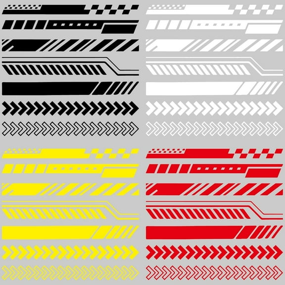 4 Sheets Geometry Shapes Car Decals Black White Yellow Red Arrow Self Adhesive Car Bumper Sticker Accessories Automotive Exterior Decoration for DIY Auto Truck Wall Art Laptop 7.87x7.87 Inch