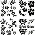 thumbnail image 1 of 4 Sheets Hawaiian Hibiscus Flower Car Decal Black Laser Reflective Car Sticker Self Adhesive Car Accessories Automotive Exterior Decoration, 1 of 7