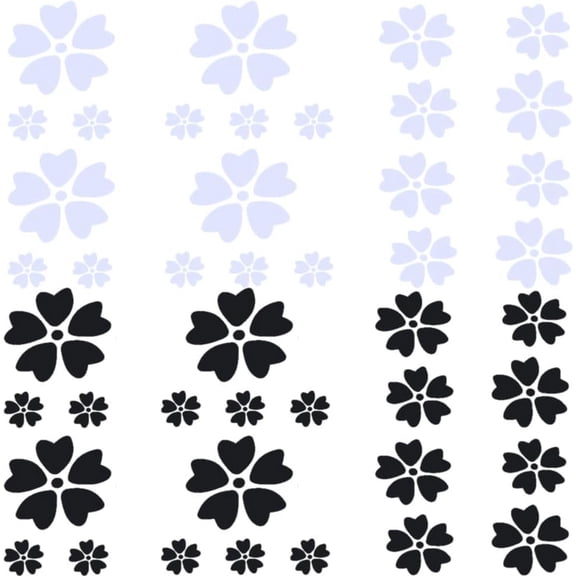 4 Sheets Heart-Shaped Flower Car Sticker White&Black Love Flower Decals Reflective Stickers Waterproof Vinyl Automotive Exterior Decor for SUV Truck Motorcycle Doors Walls Laptop Mixed Color 1bag